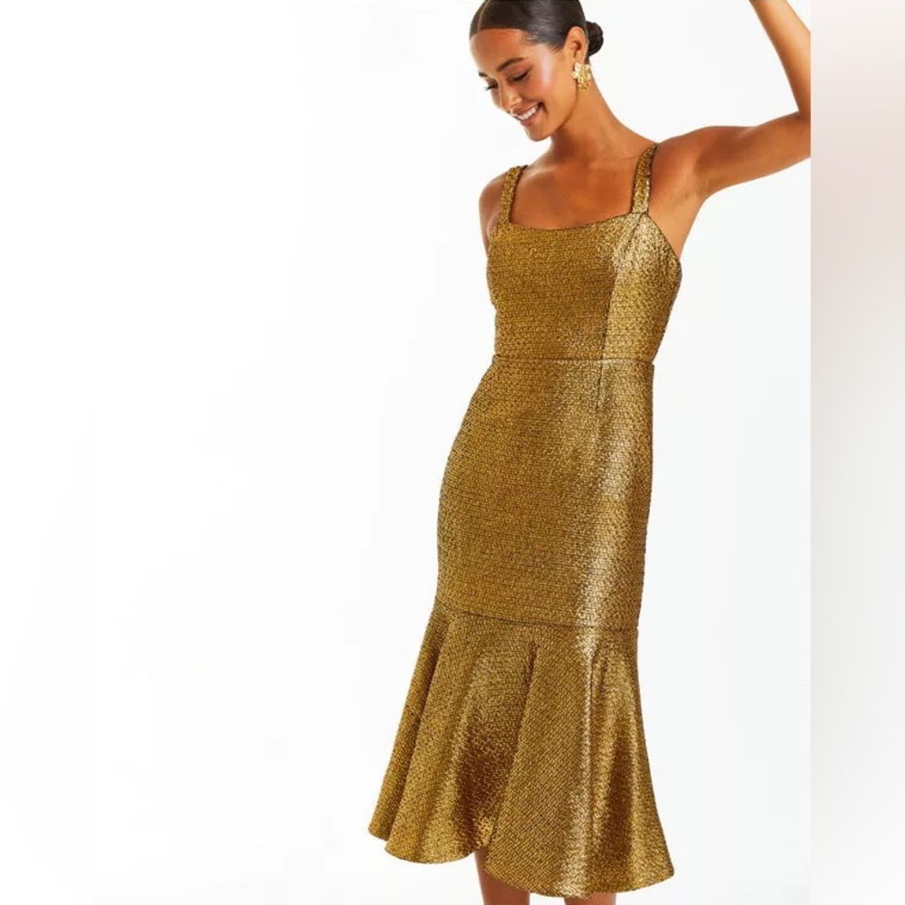 NWT Mestiza New York Jody Midi Gold Dress Sz 4 - Picture 4 of 14